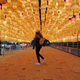 Walking under paper lanterns